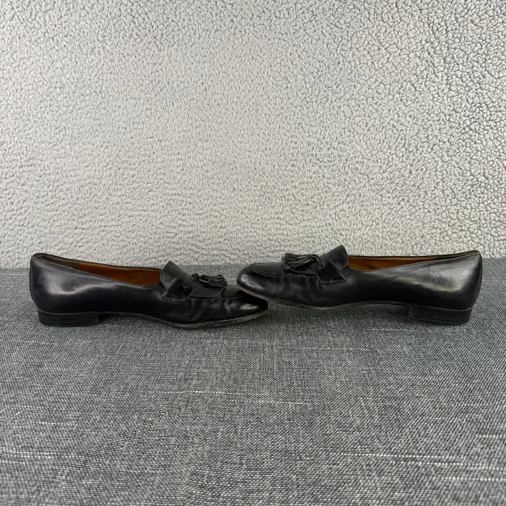 Salvatore Ferragamo Tassel Loafers Mens 9.5 D Black Leather Studio Made in Italy